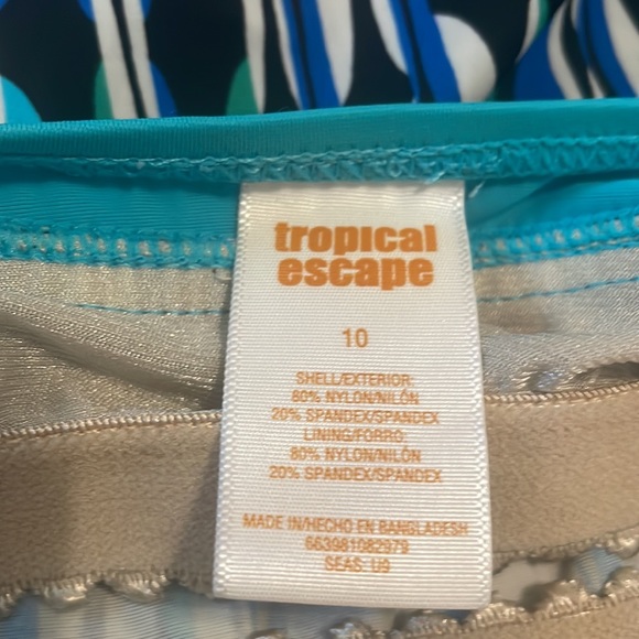 Tropical escape tankini swimsuit top abstract geometric ovals women’s size 10 - Picture 14 of 15